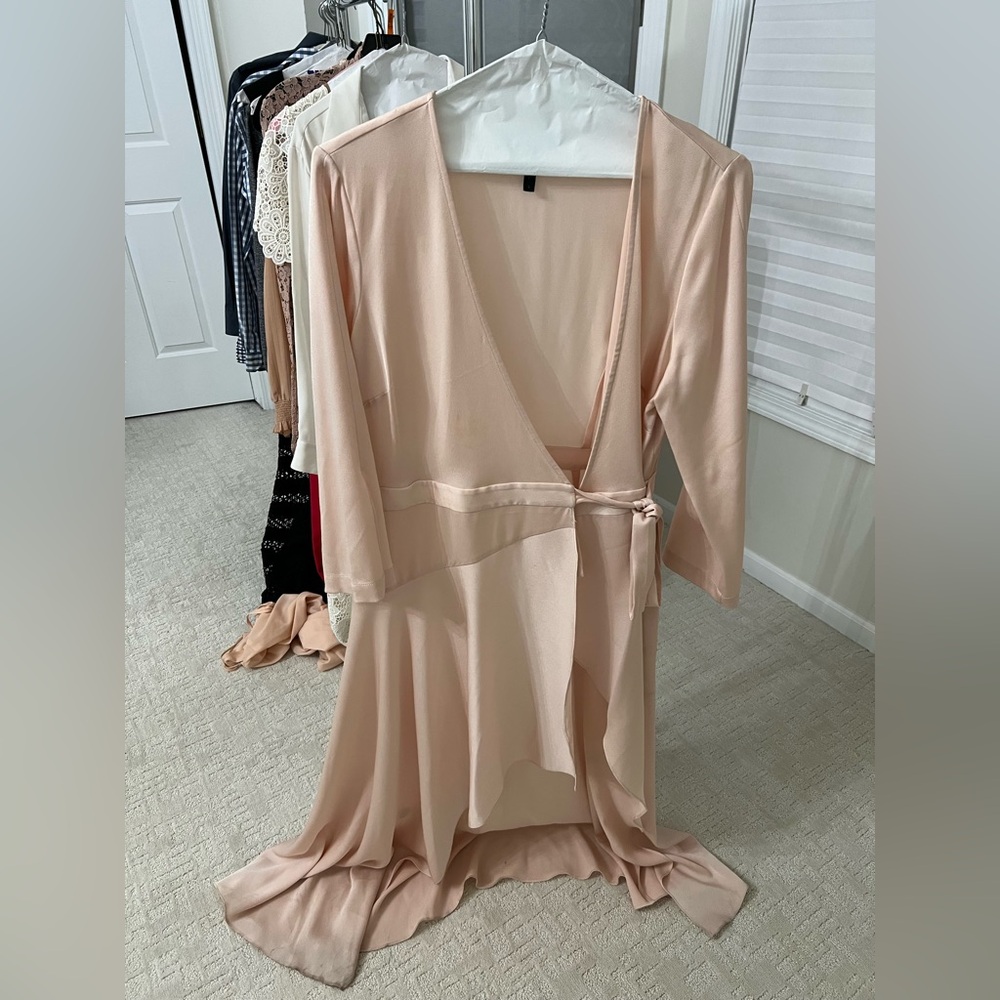 Bcbg maxi dress pinkish peach color tie on the side